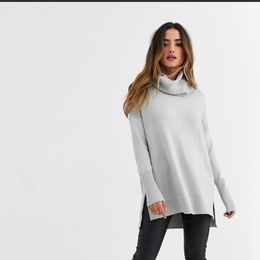 French Connection cowl neck step hem sweater